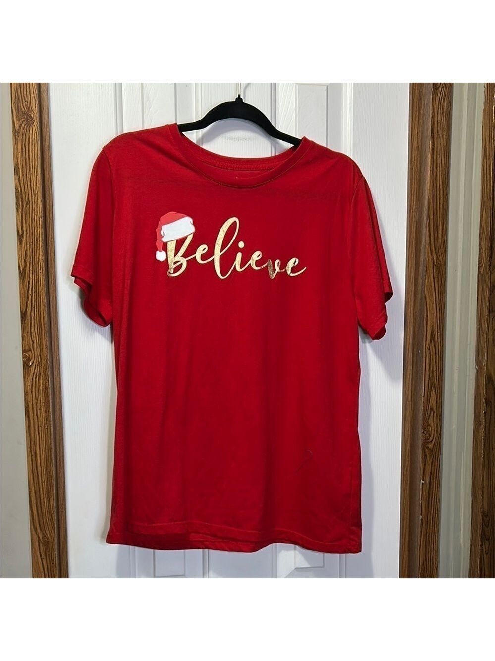 Holiday Time Red 'Believe' Short Sleeve Tee